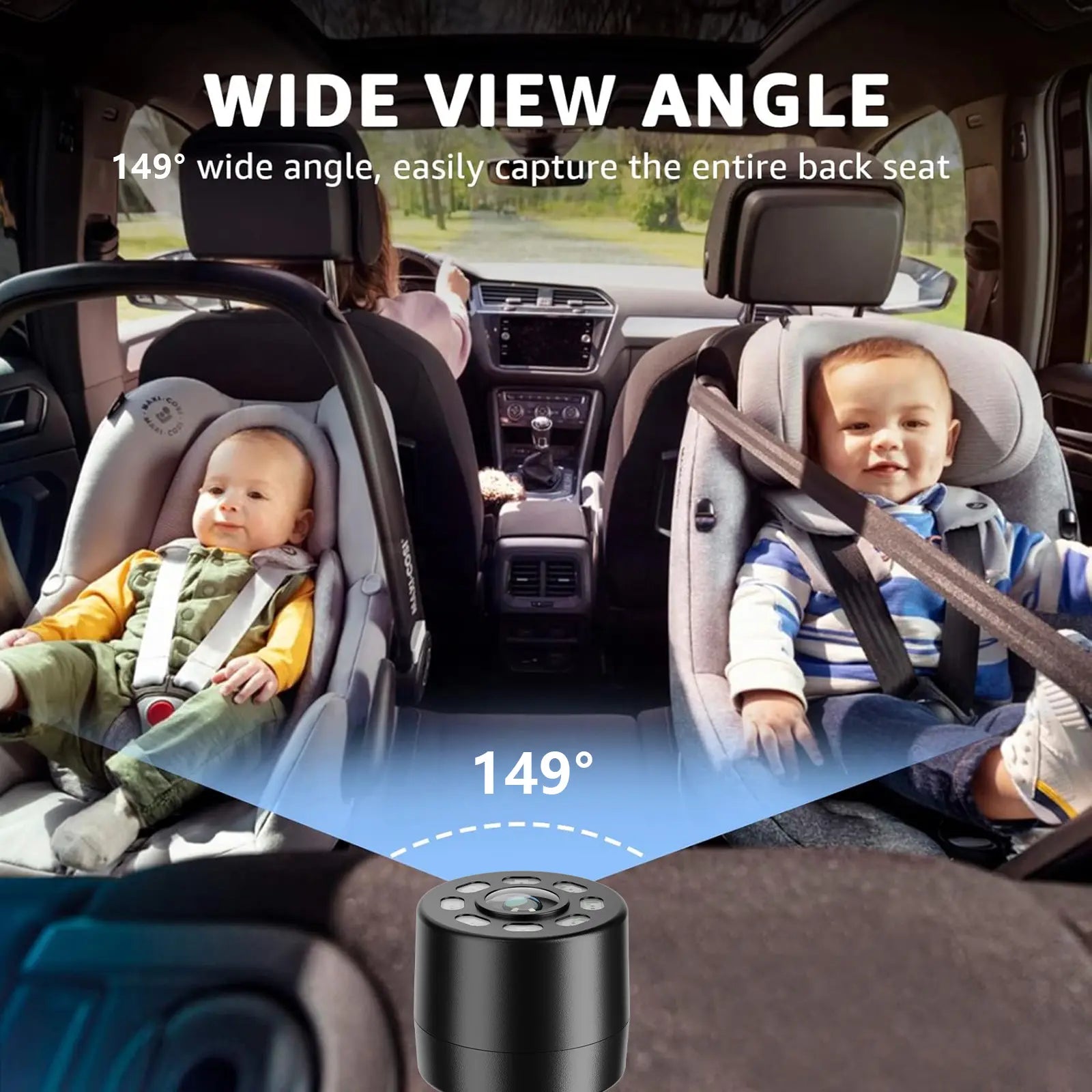Car Mirror, Baby Car Camera for Moms, Upgrade 4.3'' HD 1080P Monitor, Night Vision, Safety Car Seat Camera with Wide Crystal Clear View, 360° Rotation Plug and Play Easy Install Portable Baby Monitor for Car, New Moms Gift, Summervibes