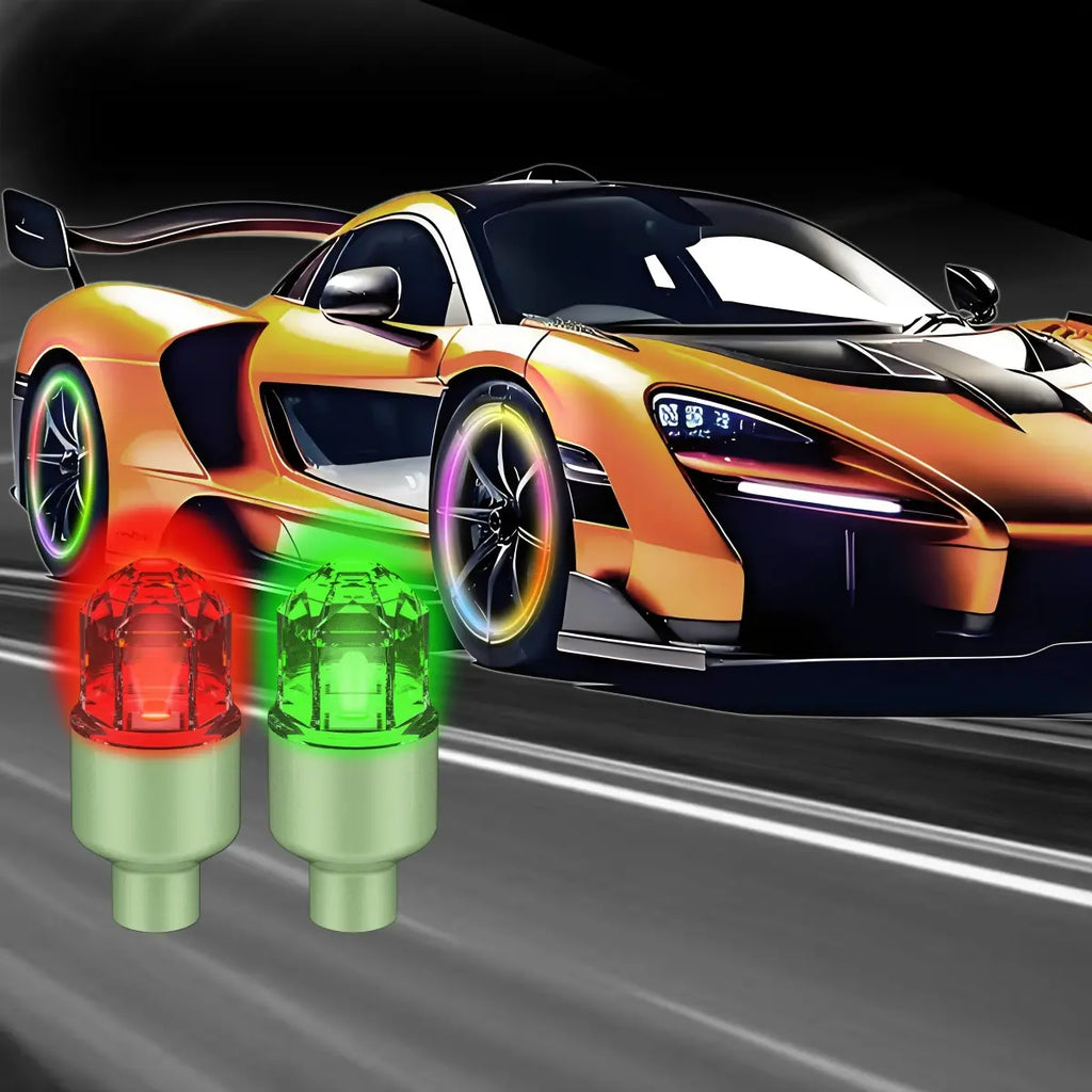 LED Wheel Light Waterproof Luminous Car Tire Valve Caps Vibration-Sensitive LED Tire Valve Cap-Bicycle Car Motorcycle Tire Led