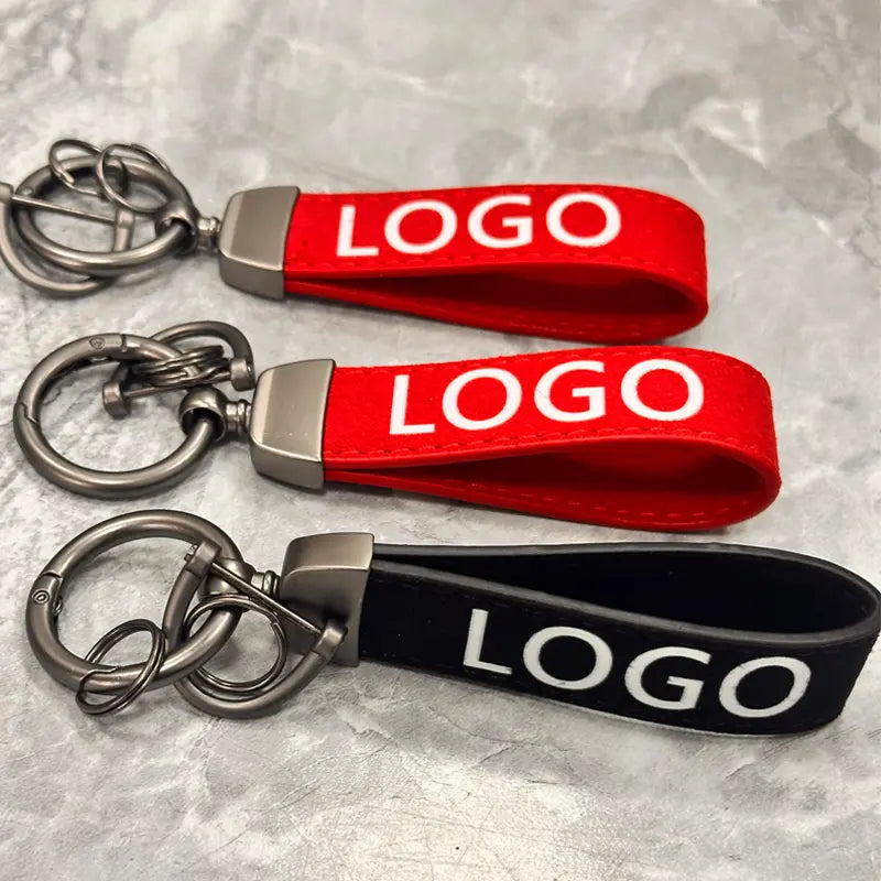 Customized Stylish Suede Keychains Unisex Retro Personalized Car Logo Keychains Fun Car Accessories Pure Color Buckle Suede Leather Material Car Logo Metal Key Chain Pendant