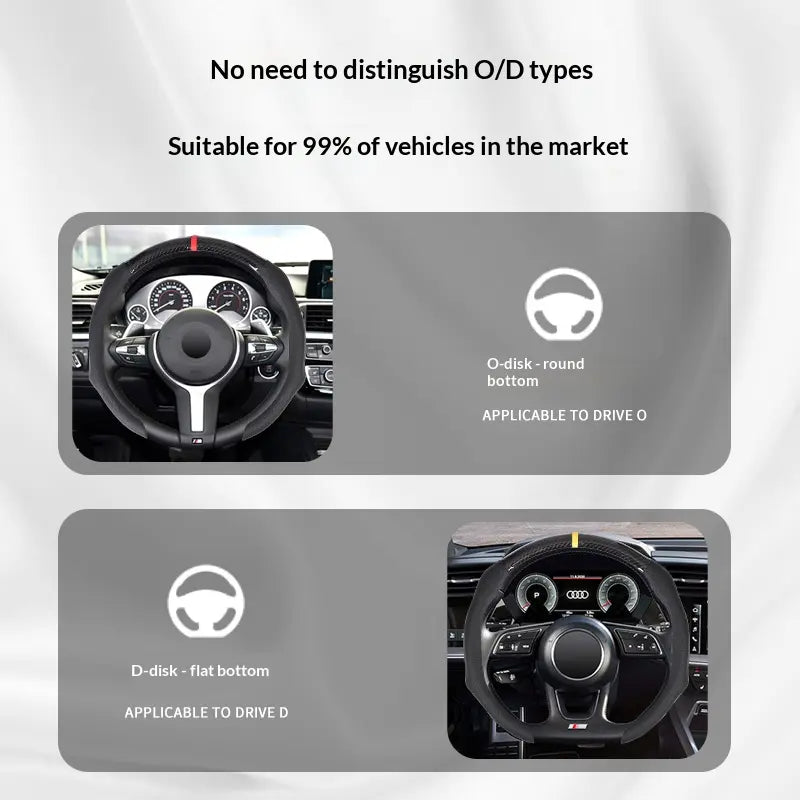SUPEREVER Carbon Fiber Microfiber PU Leather Elastic Steering Wheel Covers with Anti-Slip Lining, Durable and Protective Design,Perfect Fit
