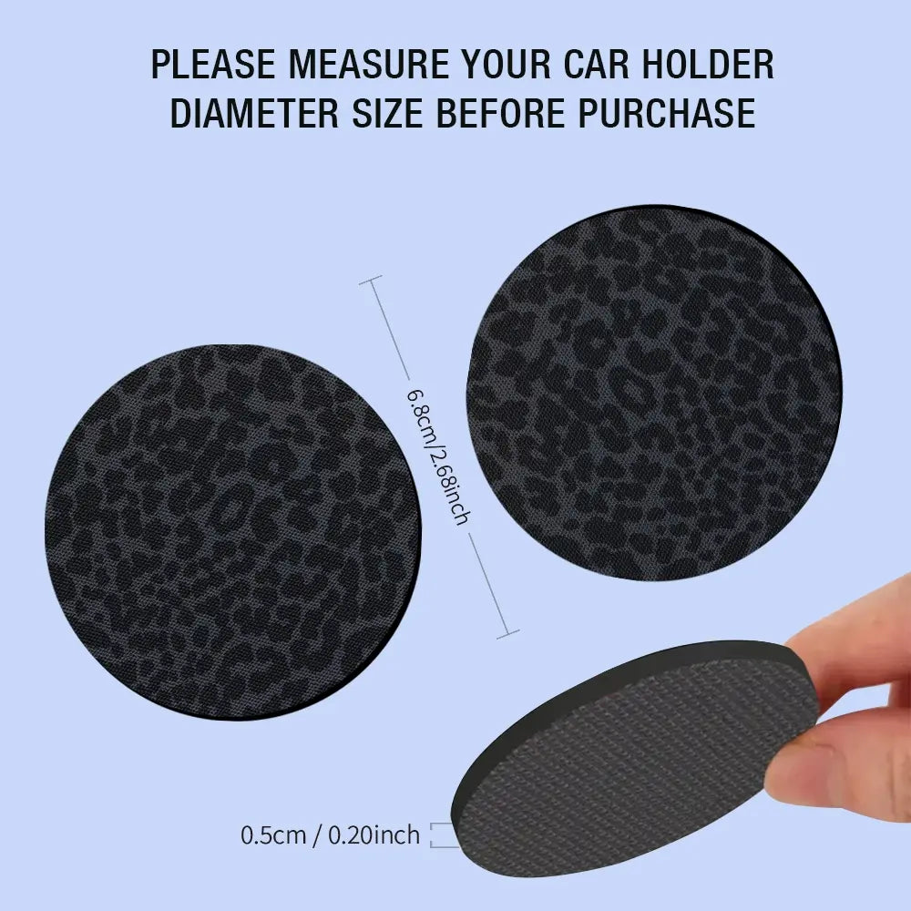 2 or 4 Pcs Leopard Print Car Interior Coasters, Absorbent Neoprene, Easy to Clean, Gift for Him or Her, Car Accessories, Car Essentials