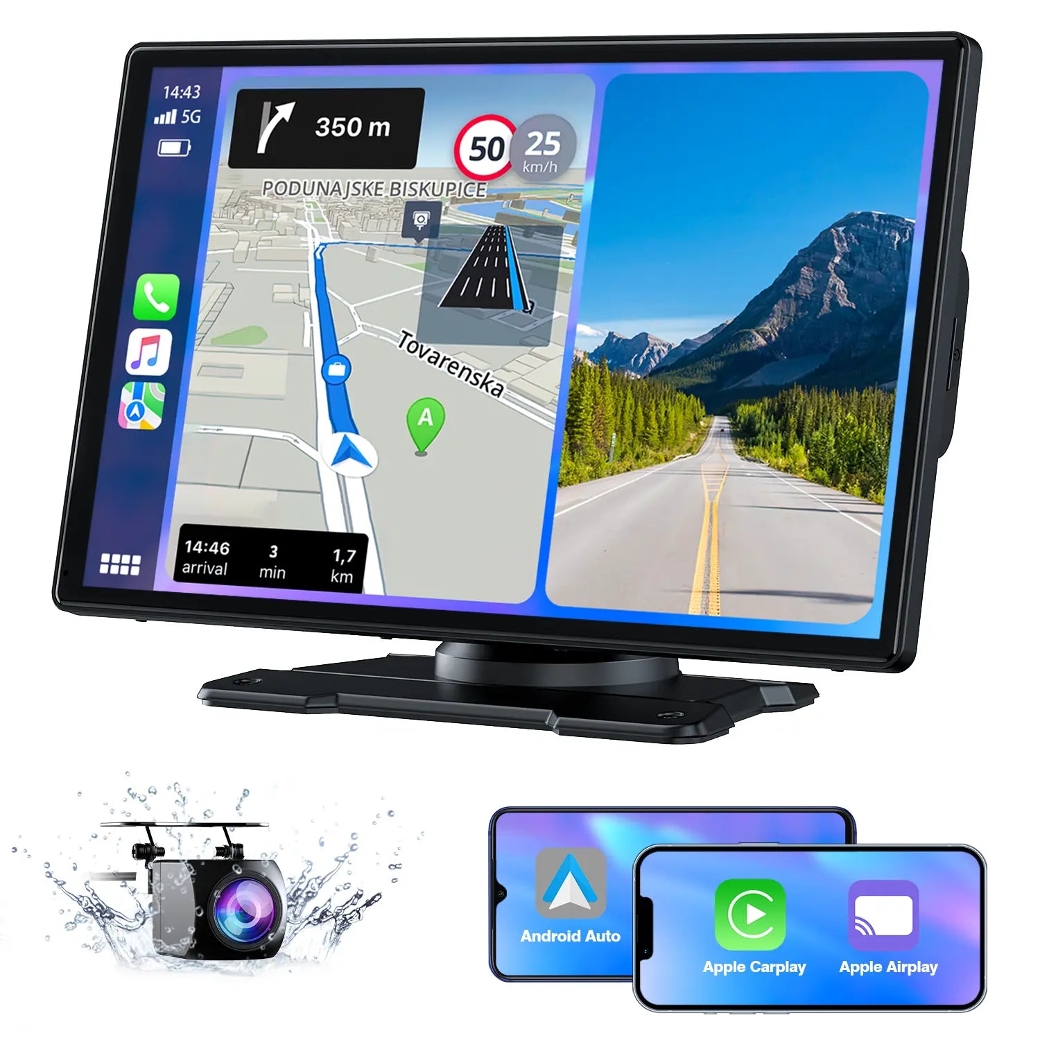 LAMTTO 9-Inch Wireless Car Stereo with Carplay, Backup Camera, GPS Navigation, Android Auto Carplay Screen | Summervibes Gifts for Man or Woman Car Video Player Fathersdaygift