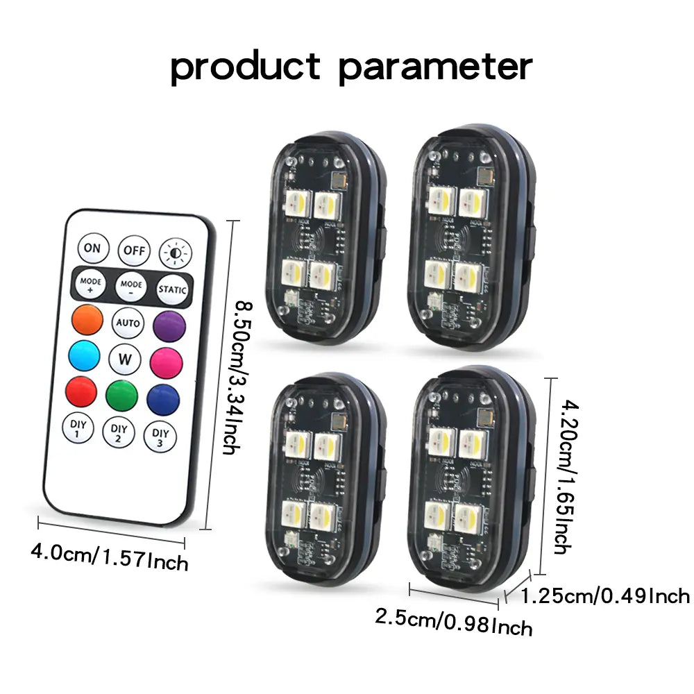 2/4/6Pcs Wireless LED Strobe Lights Car Decor Atmosphere Light, Rechargeable Led Lights Anti-Collision LED Warning Light