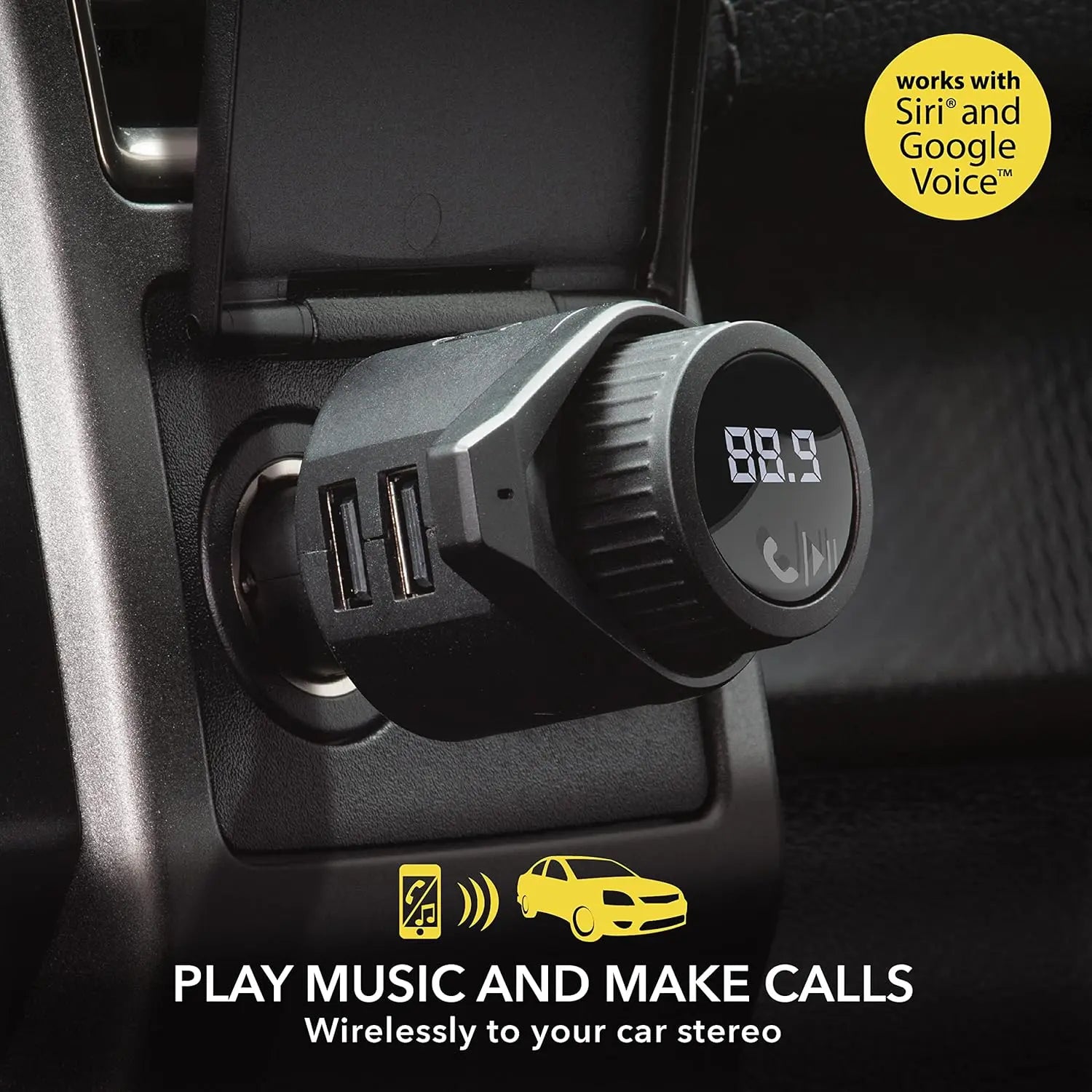 Scosche Btfreq Pro Bluetooth Hands-Free Car Kit with FM Transmitter Dual USB-C & USB-A Ports for Rapid Charging and Wide Compatibility - Automotive
