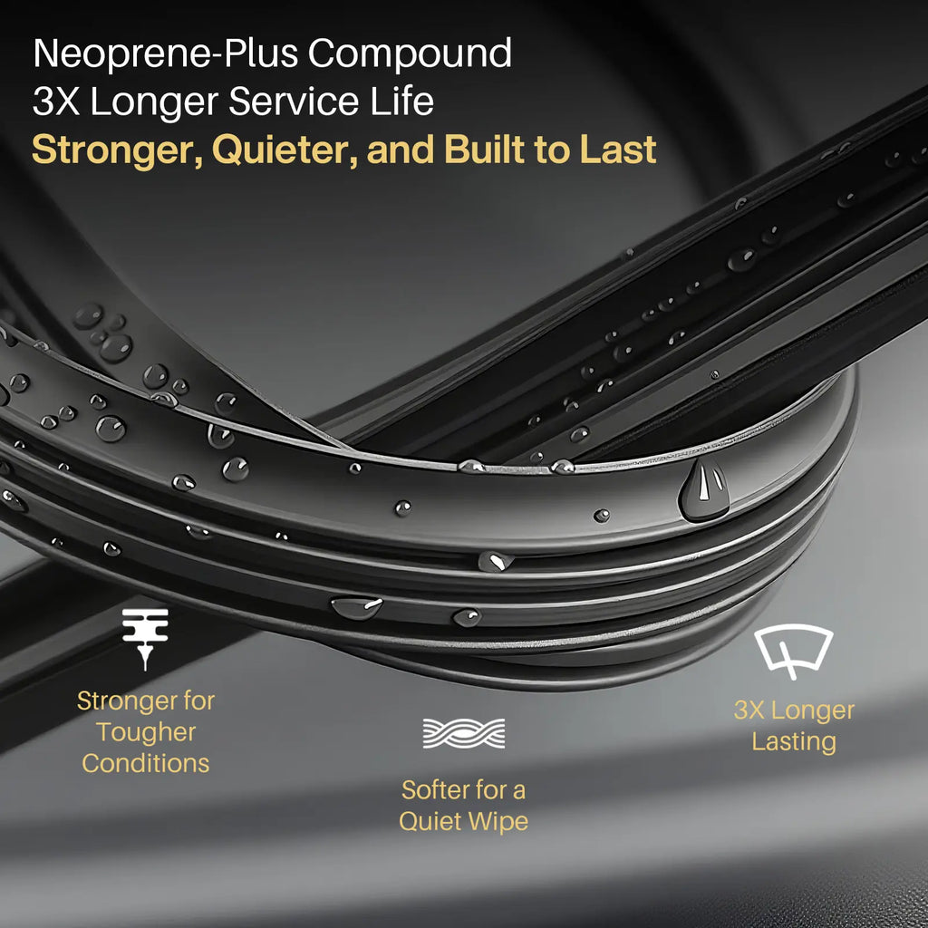 DOG TAIL Neoprene Wiper Blades - Fit Light Wiper Arms Perfectly - 3X Durable, Silent & Streak-Free Universal Fit Windshiled Wipers Fathersdaygift