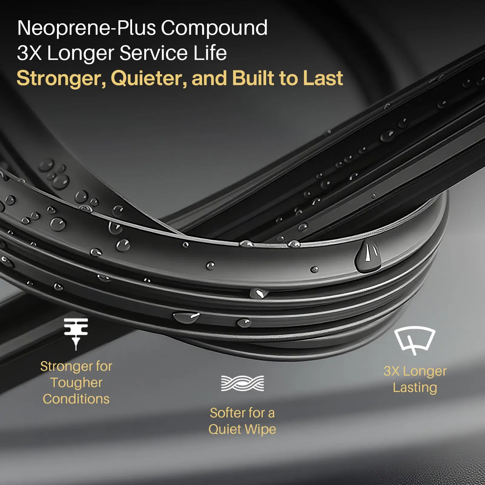 DOG TAIL Neoprene Wiper Blades - Fit Light Wiper Arms Perfectly - 3X Durable, Silent & Streak-Free Universal Fit Windshiled Wipers Fathersdaygift