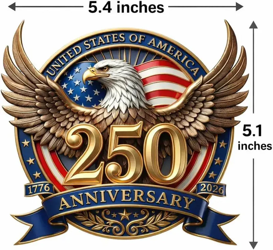 2PCS 250Th Anniversary USA Car Decal Sticker Patriotic 4Th of July Decorations 1776-2026 Vinyl for Car, Truck, Window, Laptop, 250 Years American Independence Bumper Stickers