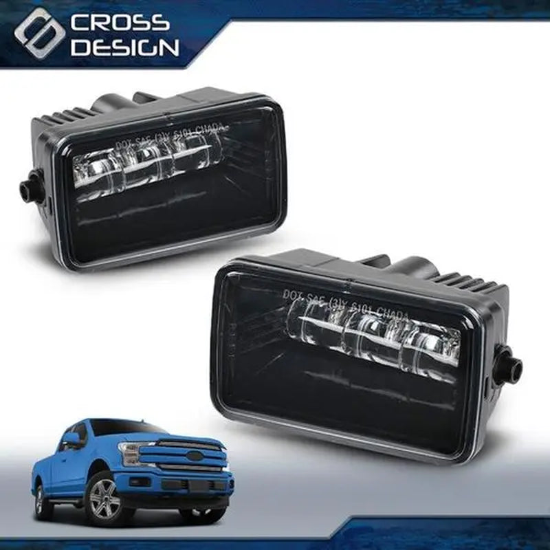 CROSSDESIGN Fit for 2015-2020 Ford F150 2017-2018 Ford F250 Bumper LED Fog Lights Lamp LH+RH