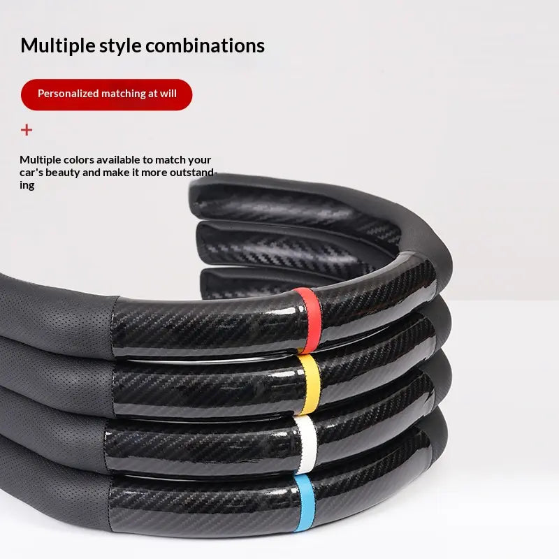 SUPEREVER Carbon Fiber Microfiber PU Leather Elastic Steering Wheel Covers with Anti-Slip Lining, Durable and Protective Design,Perfect Fit