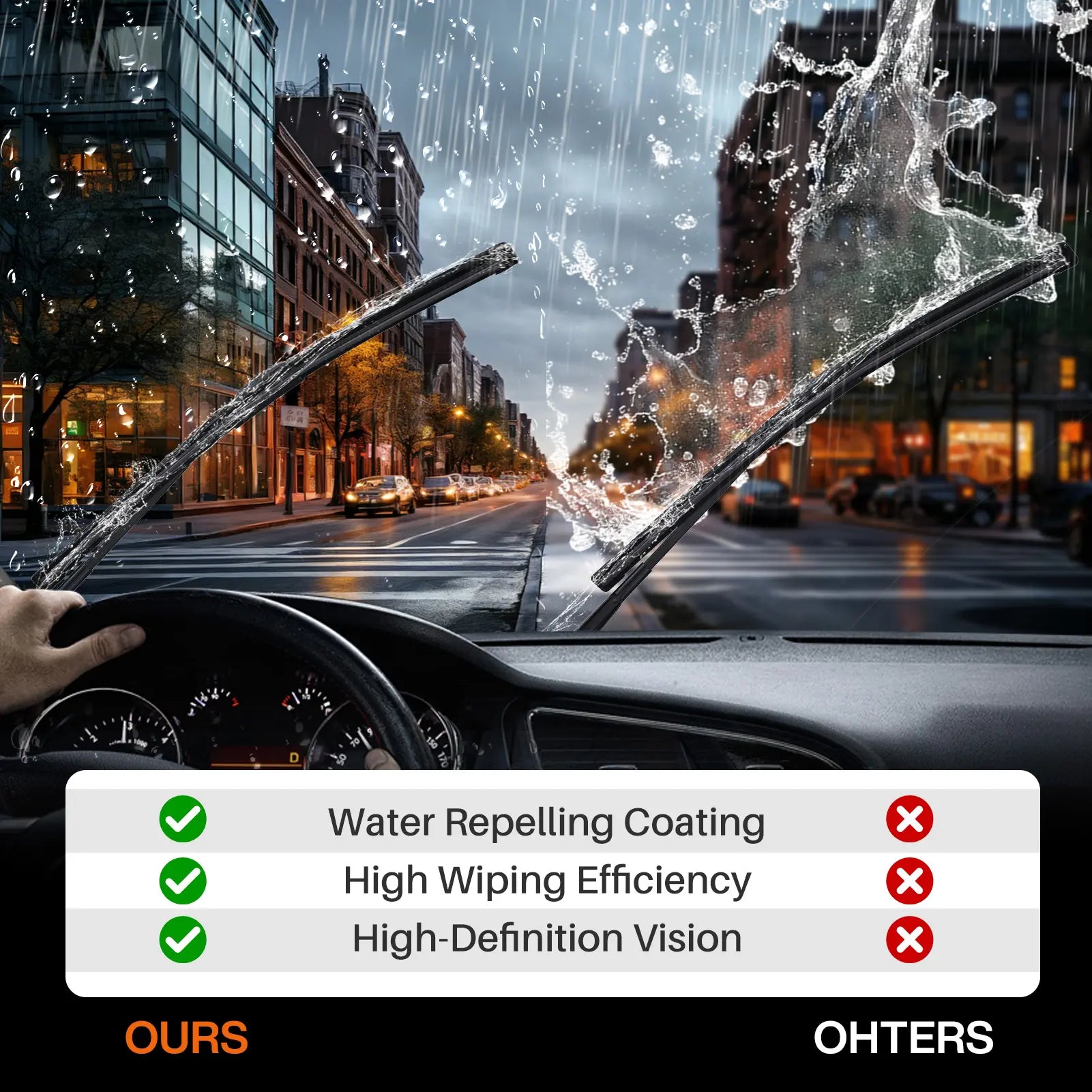 DOG TAIL 2-In-1 Water Repellent Silicone Wiper Blades(Pack of 2) ,Durable Refill Kit with Multiple Adapters, Automotive Replacement Front Windshield Wiper Blades Set for My Car with Water Repellency Formula Dropclear Fathersdaygift