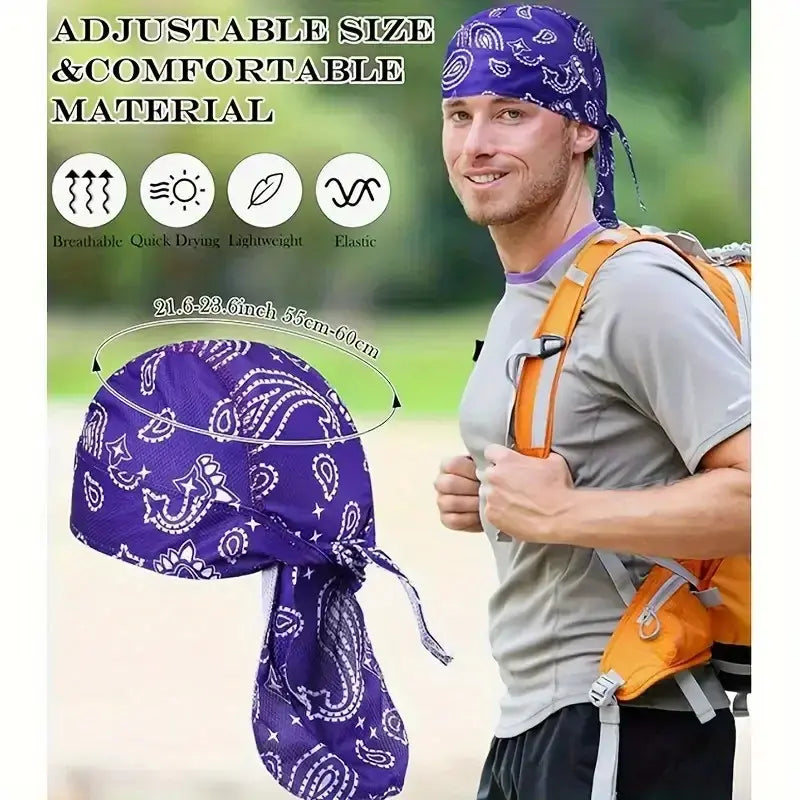 【Summervibes】Cooling Headscarf Cap Set, Motorcycle Pirate Head Wrap Safety Helmet Liner, Elastic Fit Hand Washable Multifunctional Outdoor Headwear for Athletes & Outdoor Enthusiasts