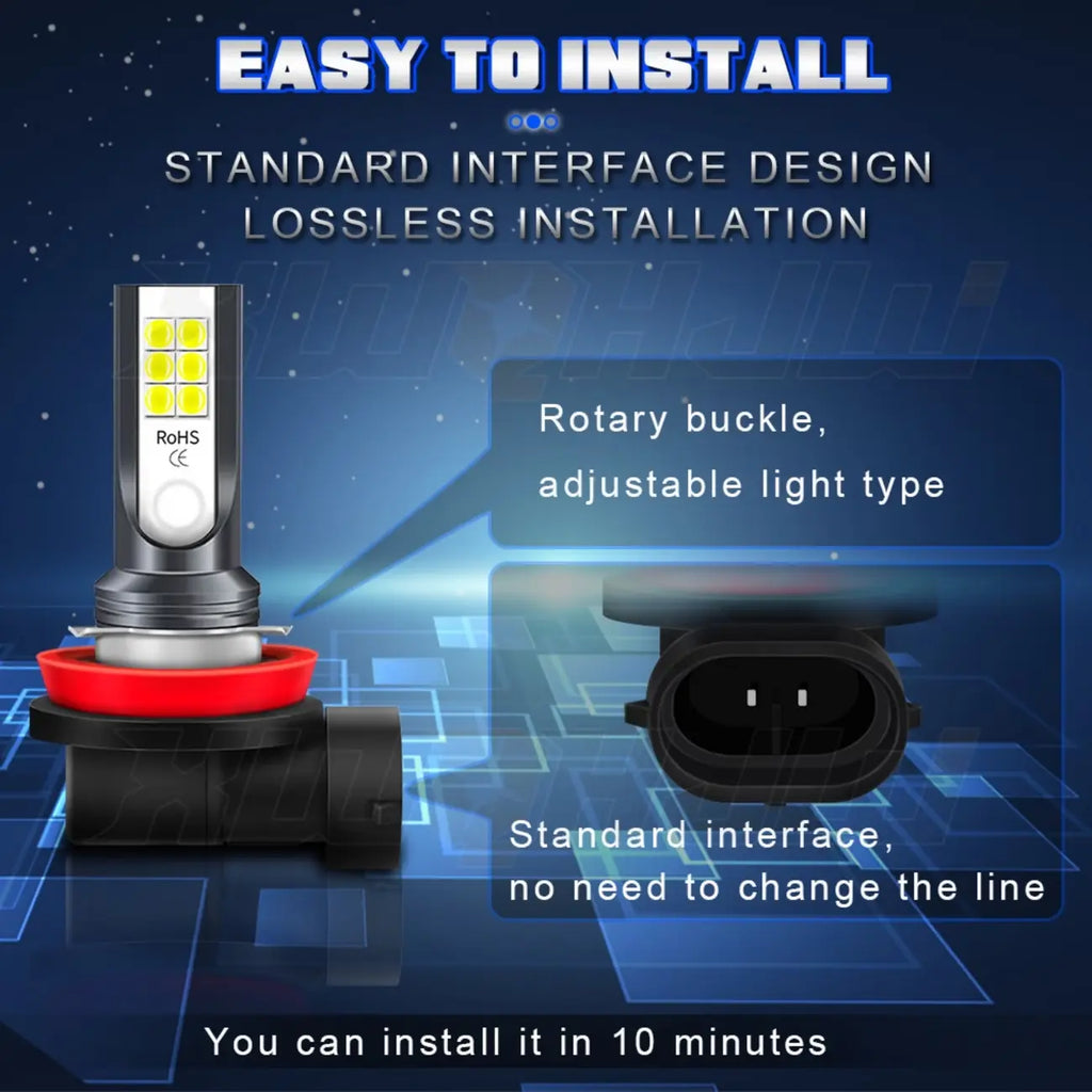 Professional Grade 6-Piece LED Headlight & Fog Light Bulb Combo Car Accessories, 6000-6500K Super Bright White Light, Easy Installation, Fit for Most Cars Suvs Trucks Heavy Duty Hybrid Tire Inflator Kit