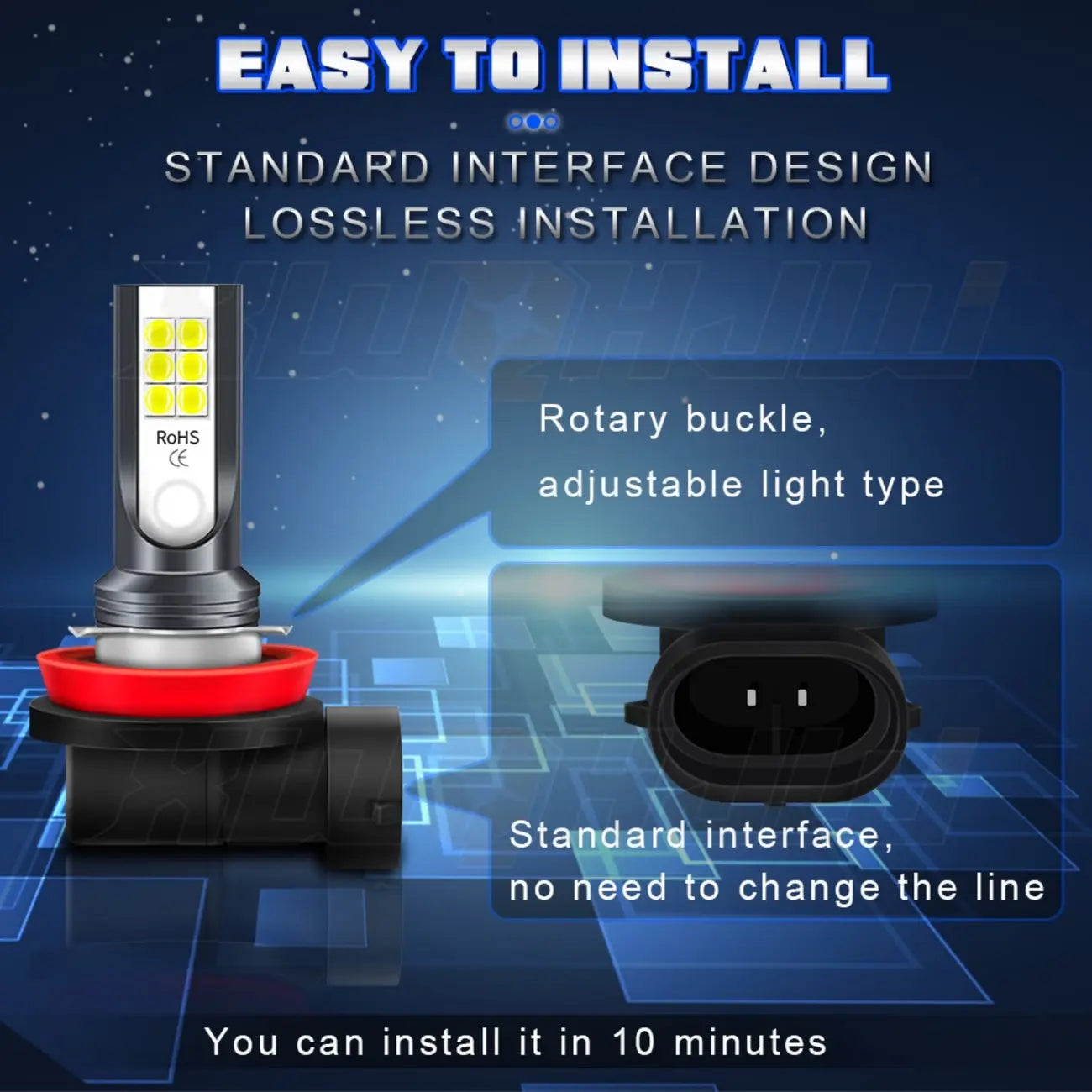 Professional Grade 6-Piece LED Headlight & Fog Light Bulb Combo Car Accessories, 6000-6500K Super Bright White Light, Easy Installation, Fit for Most Cars Suvs Trucks Heavy Duty Hybrid Tire Inflator Kit