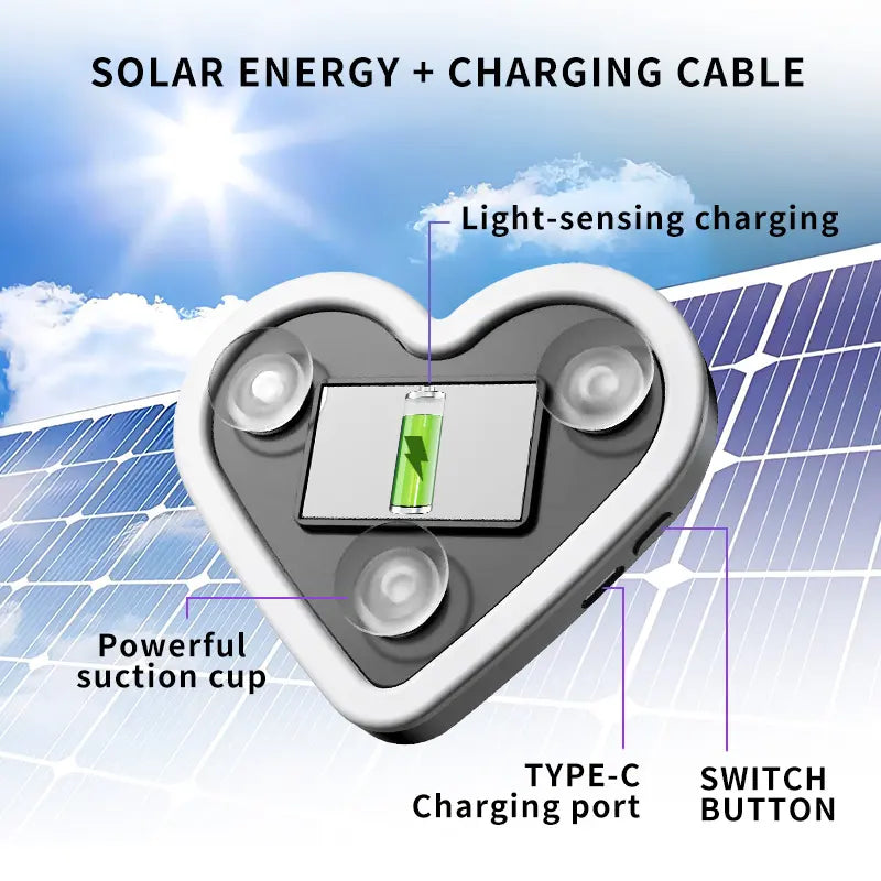 Joytutus Summervibes-Solar Powered LED Heart Shape C-Pillar Neon Light Eco-Friendly Wireless Car Interior Decor 9.57Mm X 8.42Mm X 15.36Mm Modern Stylish Design Tiktokshopspringglowup
