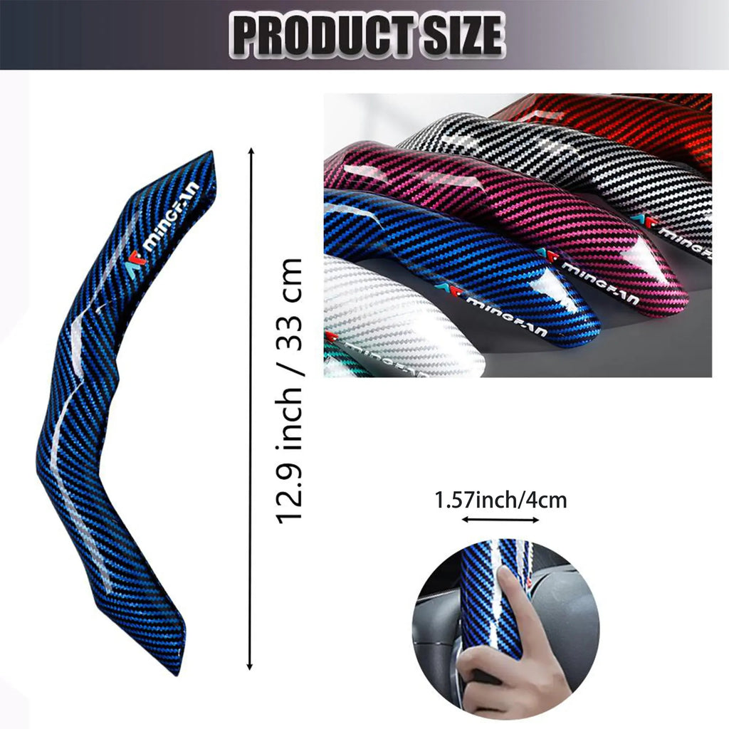 Carbon Fiber Pattern Glossy Steering Wheel Cover Set with Fiber-Optic Grip, Ergonomic 2-Piece Car Steering Wheel Insert Accessory Set, Car Accessories, Automotive, Car Interior Kit