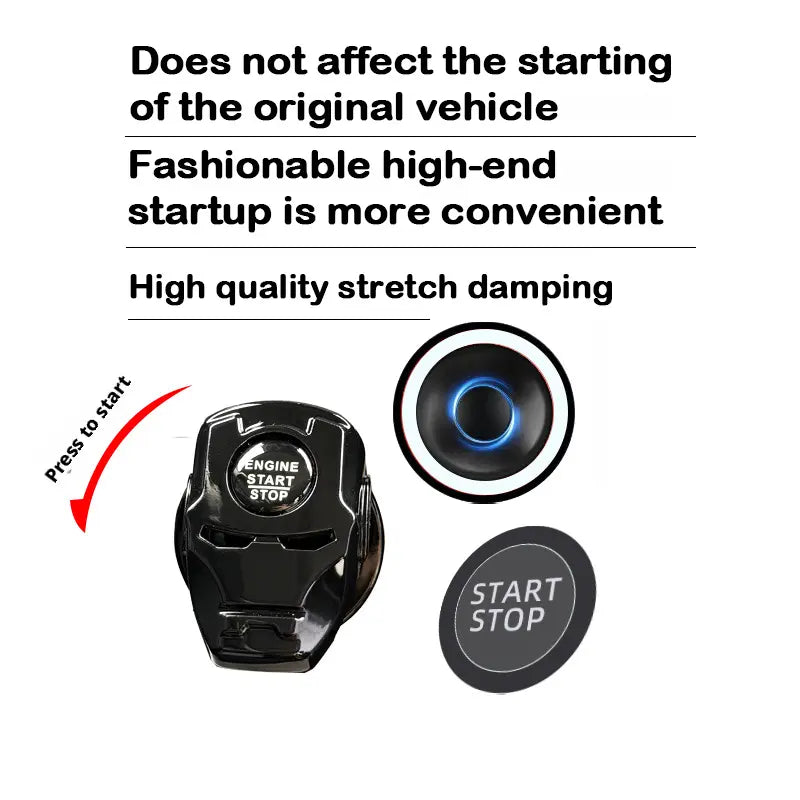 Metal Car Push Start Button Cover, Mech Engine Start Stop Button Cover, Cute Car Accessories for Women Decor