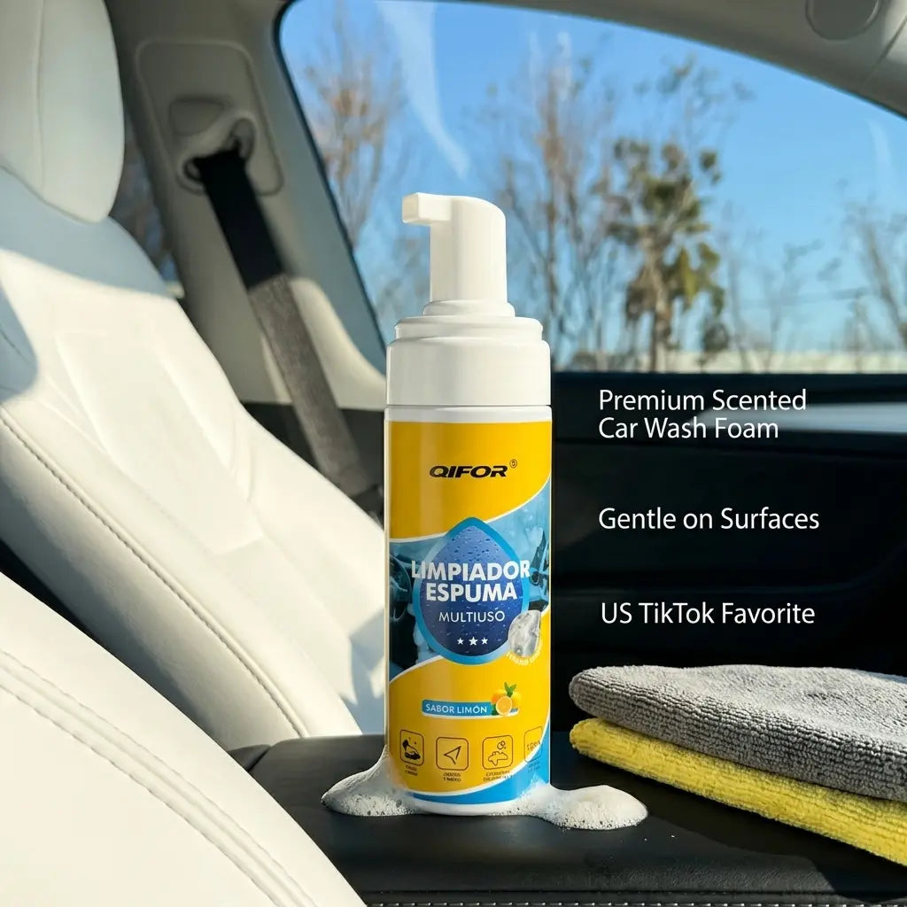 QIFOR 4-In-1 Multi-Enzyme Foam Spray Cleaner - Heavy Duty Deep Cleaning House & Car Detailing Products, Stain Removal for Car Interior & Sofa,Summervibes Outdoorfun Car Detailer
