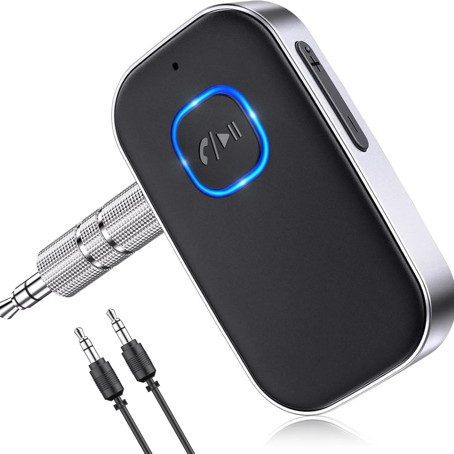 [Summervibes]Car Bluetooth Receiver, Noise Cancelling 3.5Mm AUX Bluetooth Car Adapter, Wireless Audio Receiver for Home Stereo/Wired Headsets, Hands-Free Calling