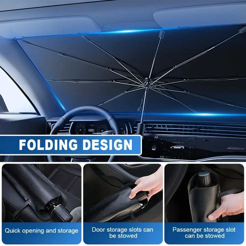 Foldable Windshield Sun Shade Umbrella, 55" X31" Reflective Car Window Cover for Front Window Heat Insulation Protection, for Auto Sedan, Windshield