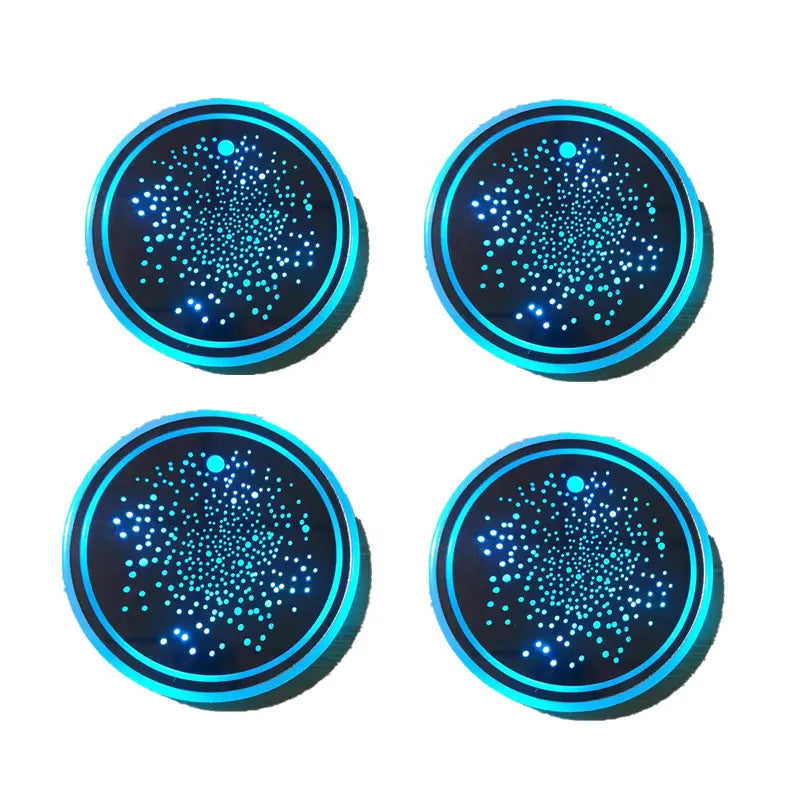 1PCS/2PCS/4PCS LED Cup Holder Lights for Car, Rechargeable 7 Color-Changing Light up Cup Holder Insert Coasters, Car Accessories for Teens Vehicle
