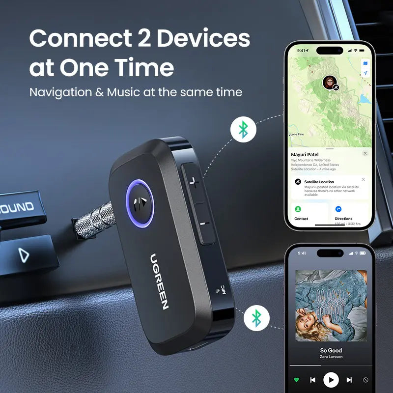 UGREEN 5.4 Aux Bluetooth Adapter for Car, Wireless FM Transmitter, 3.5Mm Aux Audio Receiver for Home Stereo/Wired Speaker, 15H Battery Life Car Accessories, Bluetoothtransmitter, Automotive,Tiktokshopmemorialday