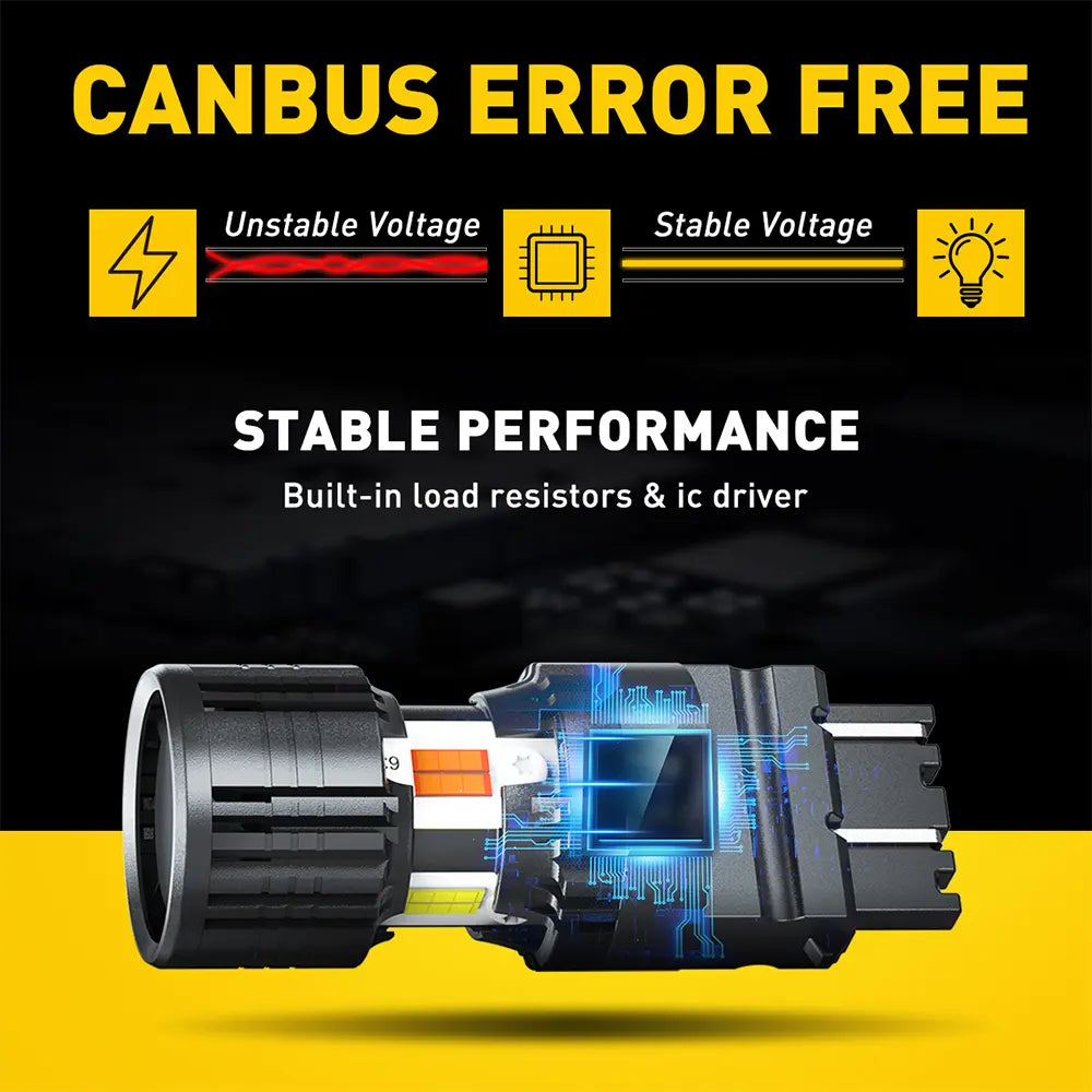 AUXITO Latest CANBUS 7443 3157 1157 Switchback LED Bulbs 7443A 7444NA T20 3057 3457 2357 Dual Color Amber/White anti Hyper Flash Built-In Resistor Error Free Turn Signal Lights and Drl/Parking Lights, Pack of 2