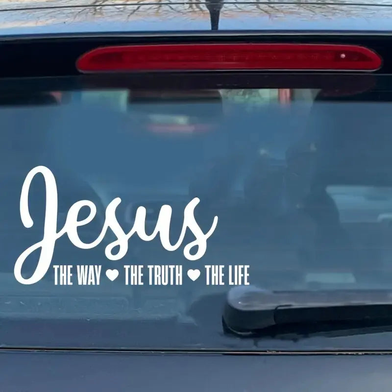 2Pcs Jesus the WAY ...Car Sticker, Black & Silvery Letter Pattern Car Sticker, Creative Decorative Sticker for Window Decal, Universal Car Exterior Decorative Sticker for Car, Truck & Suv,Summervibes Car Decoration