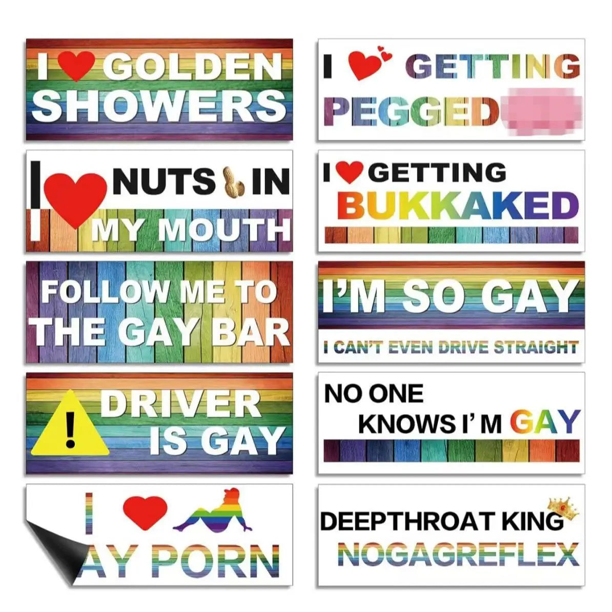 Gay Pride Rainbow Magnet Bumper Sticker Unique Designs 7.8X3.1 Inches Reusable Car Accessories for Vehicles and Fridge Funny Decor