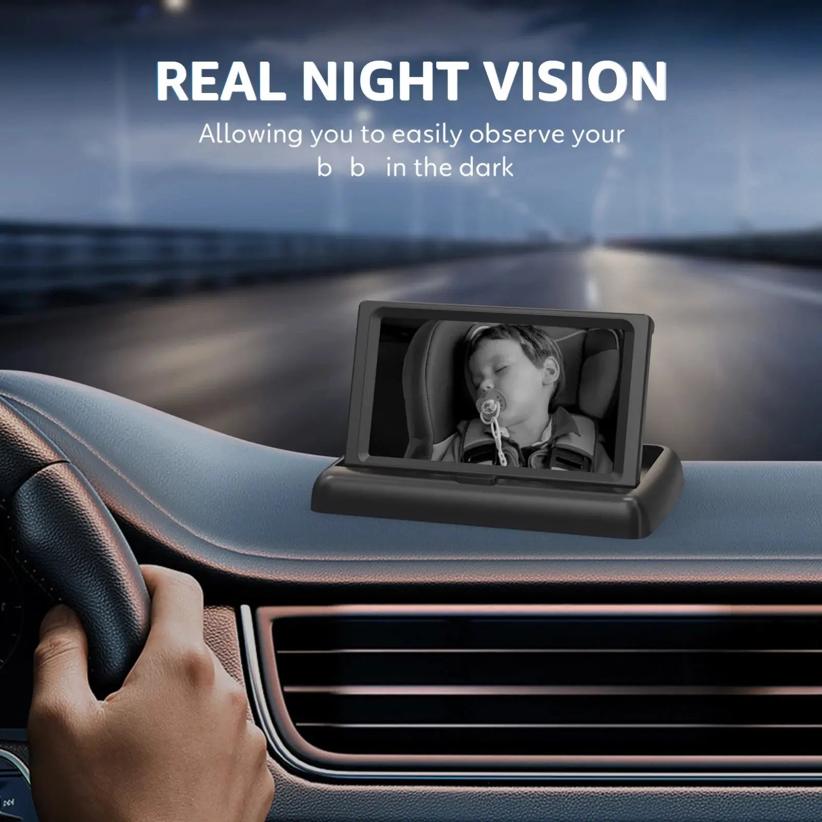 Car Mirror, Baby Car Camera for Moms, Upgrade 4.3'' HD 1080P Monitor, Night Vision, Safety Car Seat Camera with Wide Crystal Clear View, 360° Rotation Plug and Play Easy Install Portable Baby Monitor for Car, New Moms Gift, Summervibes