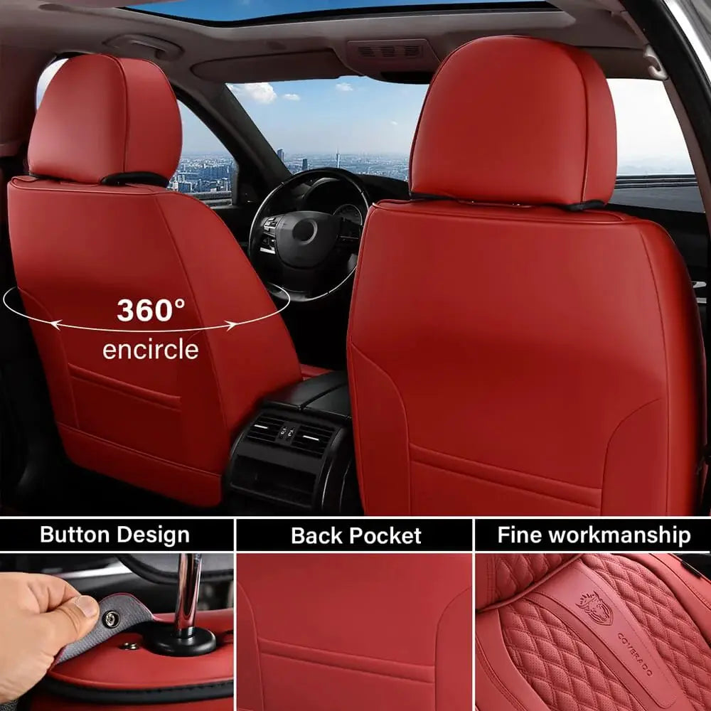 【Coverado】Universal 5-Seater Car Seat Cover Fit Premium Leather Waterproof Auto Seat Protectors B-8859 NAPA Seat Cover Full Coverage Interior Interior PU Leather Sedan Seat Cover Universal Car Seat Coverauto Napa Leath Stylish Upgrade Seat Cover