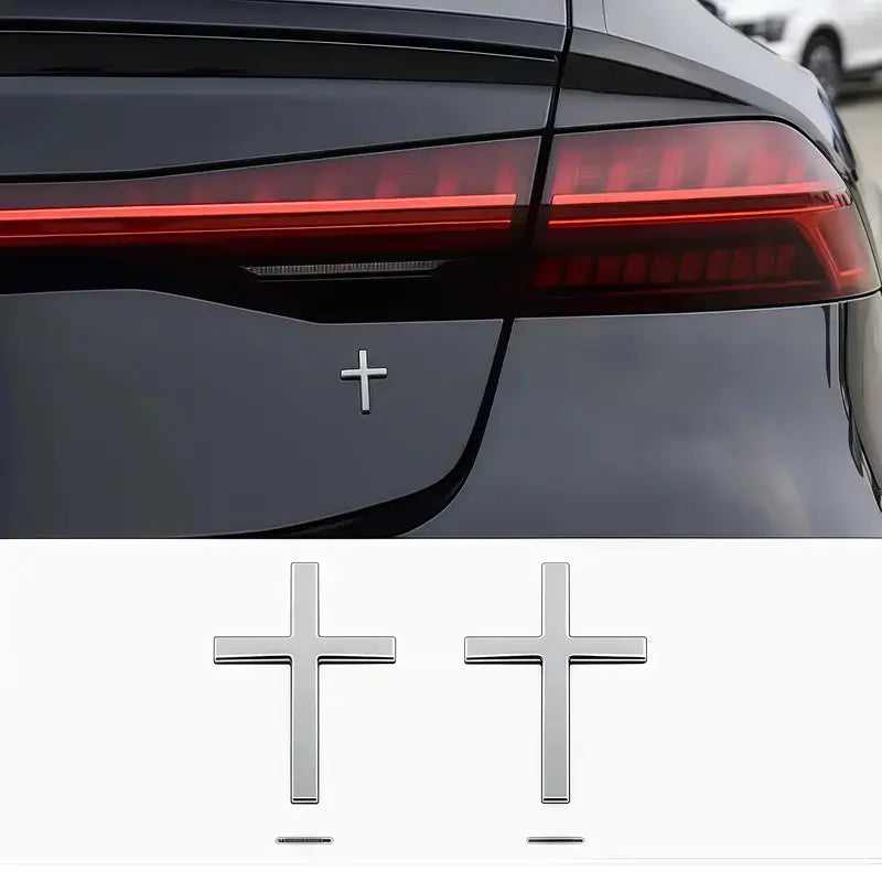 Two Pcs 3D Cross Sticker Christian Car Exterior Decorative Sticker Universal Car Accessories for Motorcycle & SUV Emblem Badge Decal Decoration Two Pcs No Warranty