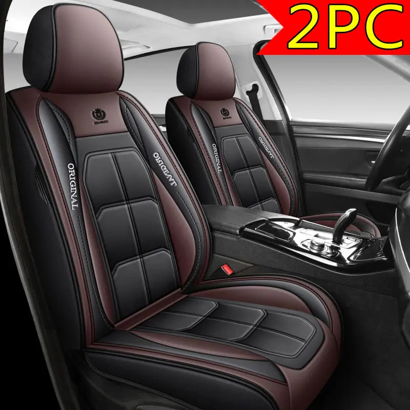 Universal Fit PU Leather Car Seat Cover 2PC Set Original Design for Comfort & Style Sleek Elegant Look Easy Installation