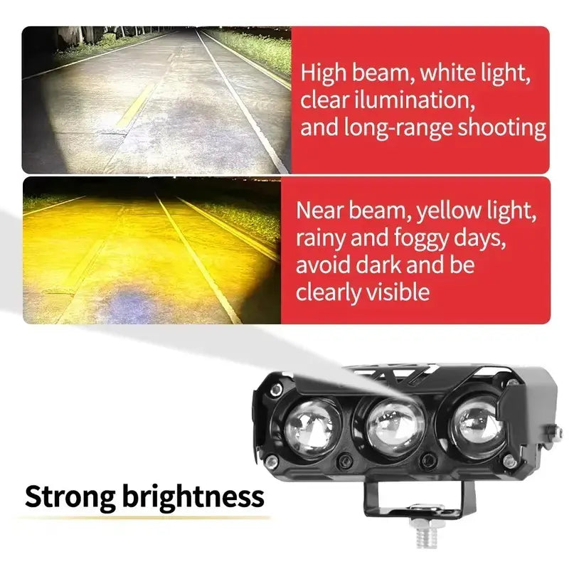1/2PCS LED Spotlight Dual-Color Hi/Low Beam Fog Lamps, Mini Lens Headlight Driving Light for Cars, Trucks, Suvs and Utvs, Motorcycle LED Lights (12-36V), Led Front Lights