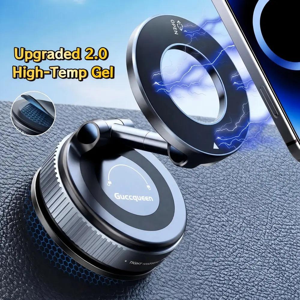 #Summervibes Guccqueen 2.0 Foldable Magnetic Car Phone Mount - 20 N52 Magnets, Vacuum Suction Cup with Heat-Resistant Nano-Adhesive Base for Magsafe Phones