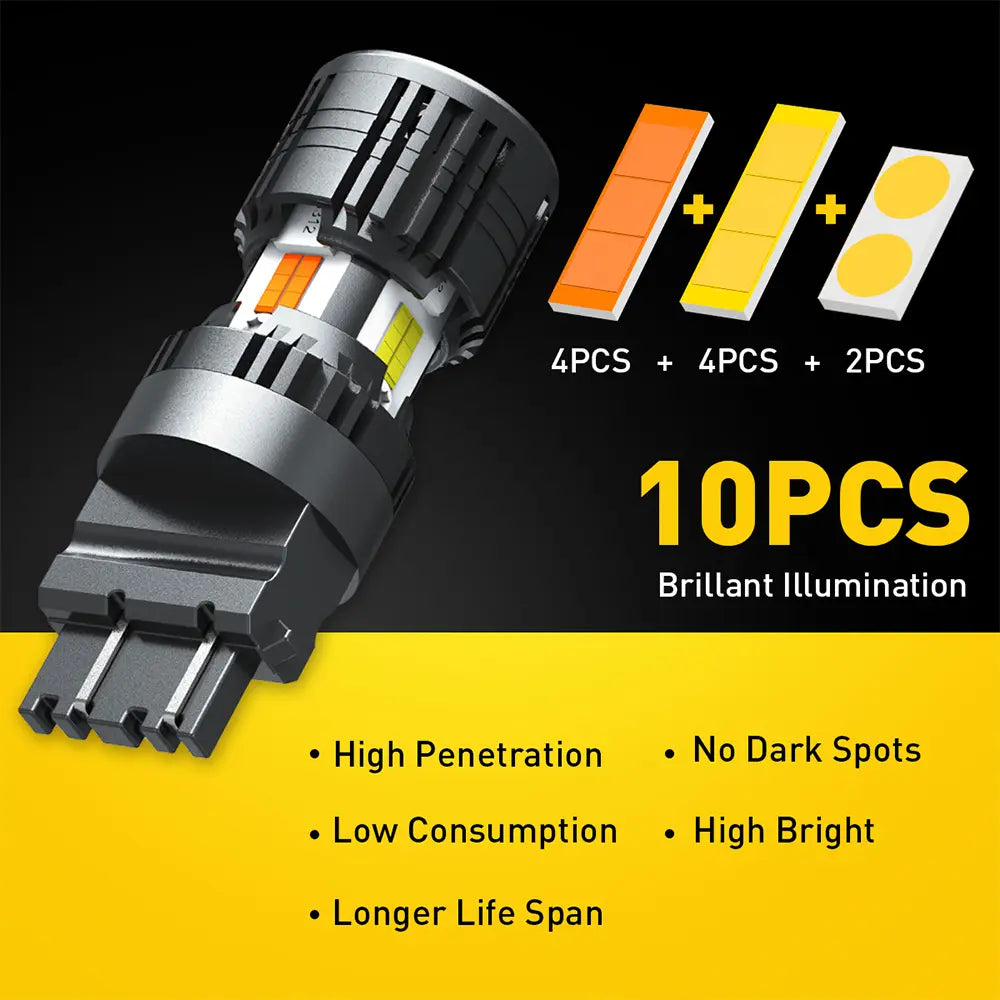 AUXITO Latest CANBUS 7443 3157 1157 Switchback LED Bulbs 7443A 7444NA T20 3057 3457 2357 Dual Color Amber/White anti Hyper Flash Built-In Resistor Error Free Turn Signal Lights and Drl/Parking Lights, Pack of 2
