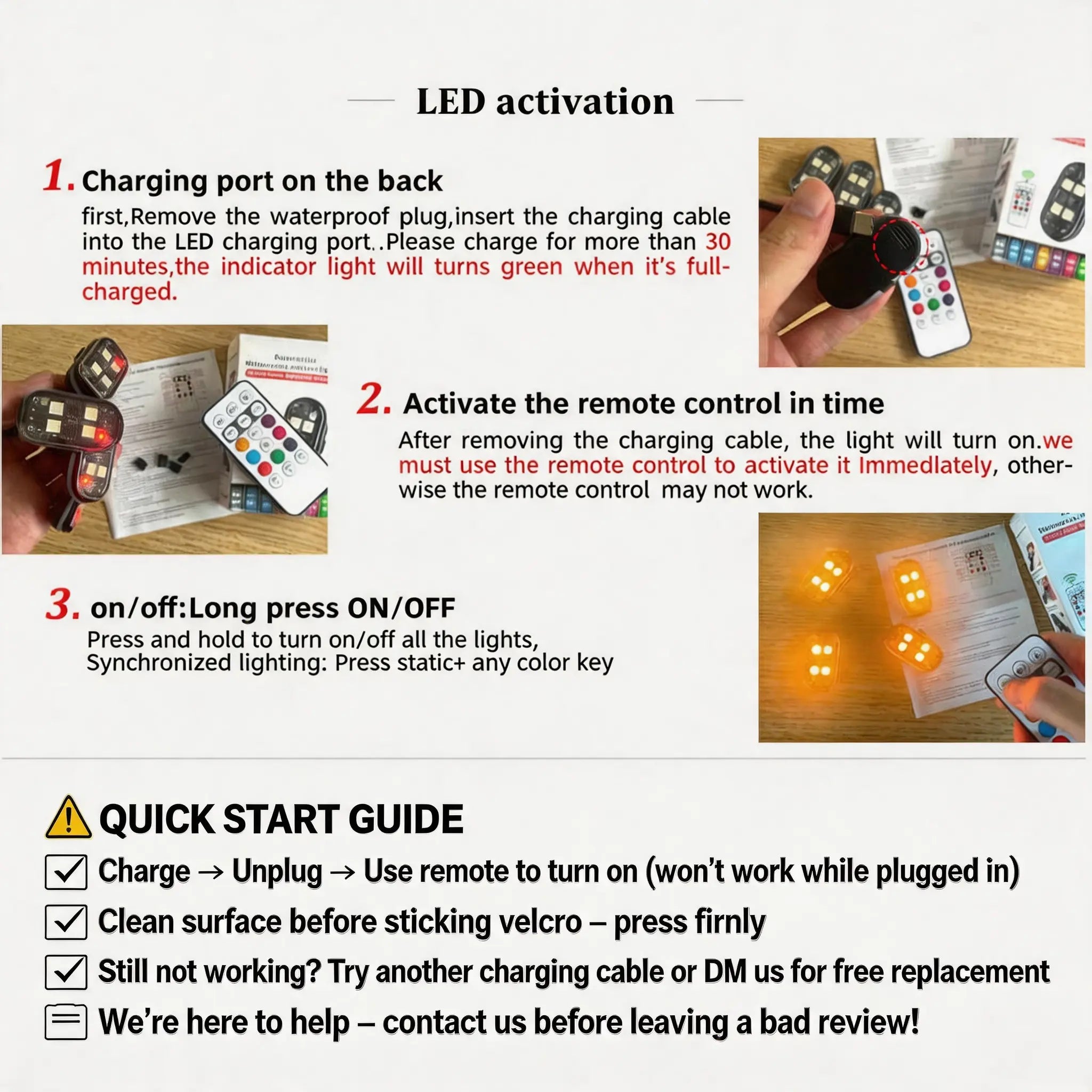 2/4/6Pcs Wireless LED Strobe Lights Car Decor Atmosphere Light, Rechargeable Led Lights Anti-Collision LED Warning Light