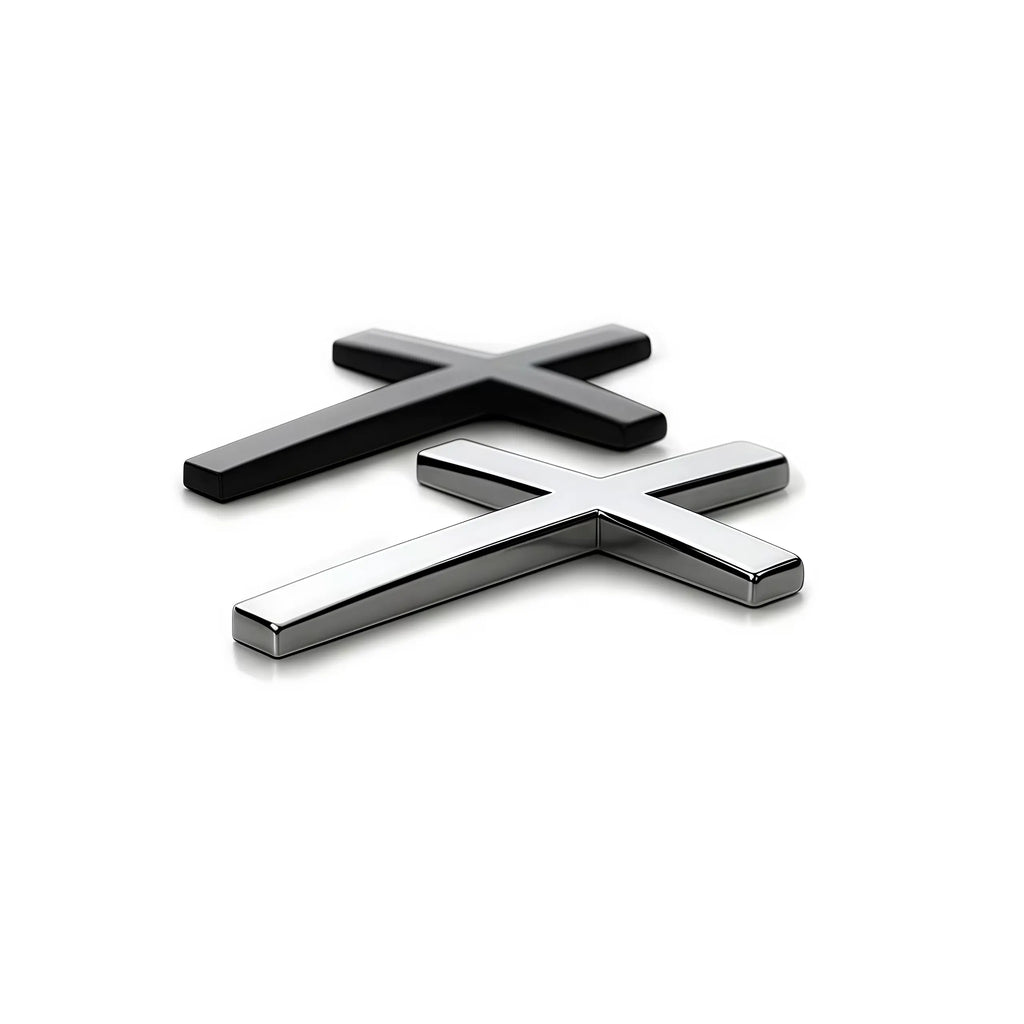 Two Pcs 3D Cross Sticker Christian Car Exterior Decorative Sticker Universal Car Accessories for Motorcycle & SUV Emblem Badge Decal Decoration Two Pcs No Warranty