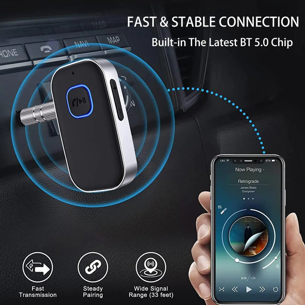 Bluetooth-Compatible Audio Receiver and Wireless FM Transmitter, AUX Input Sound Adapter for Car #GLOBAL PICKS