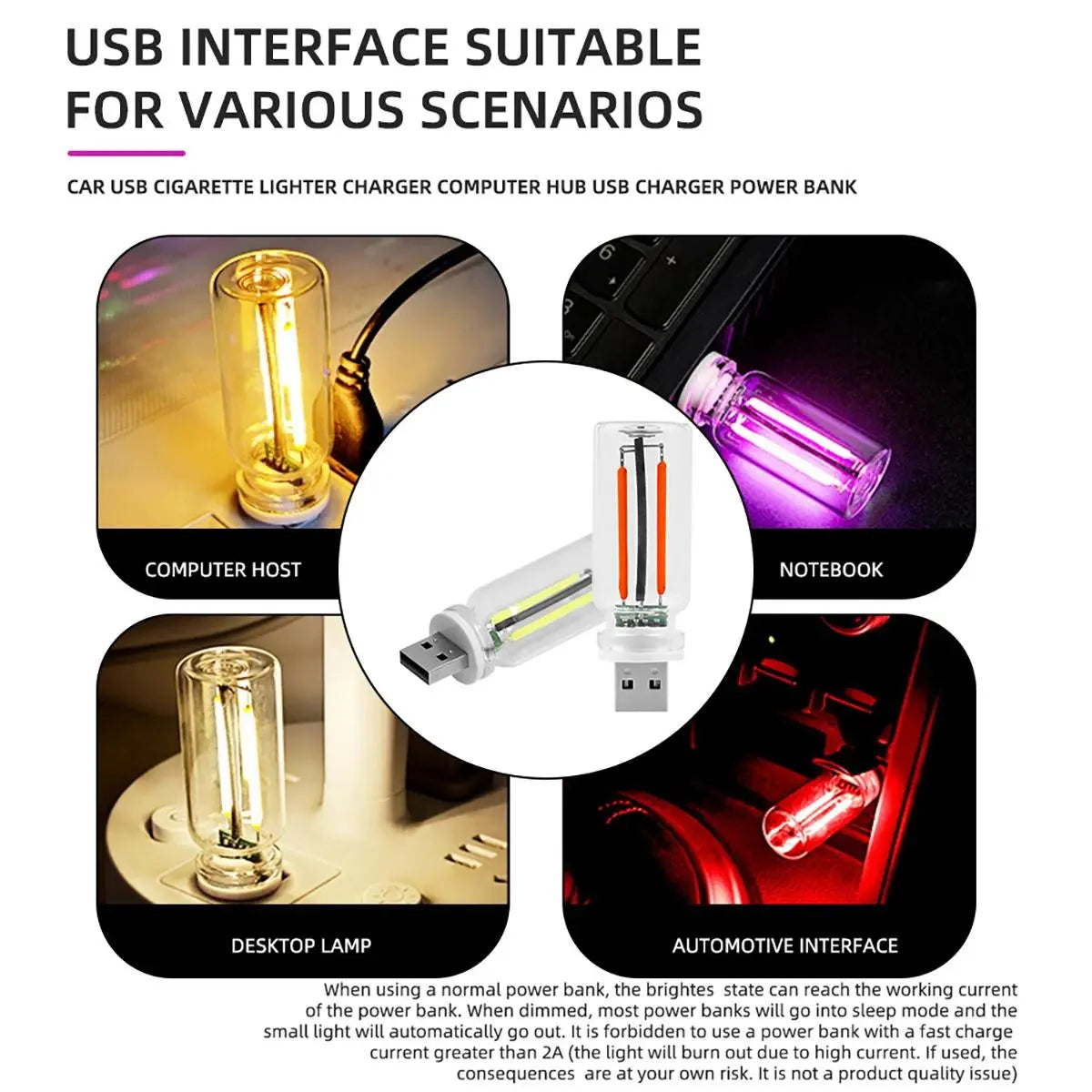 Joytutus Usb-Powered Touch Dimming LED Filament Bulb, Car Interior Decorative Night Light with Touch Sensor, Warm White Glow, Charging Function