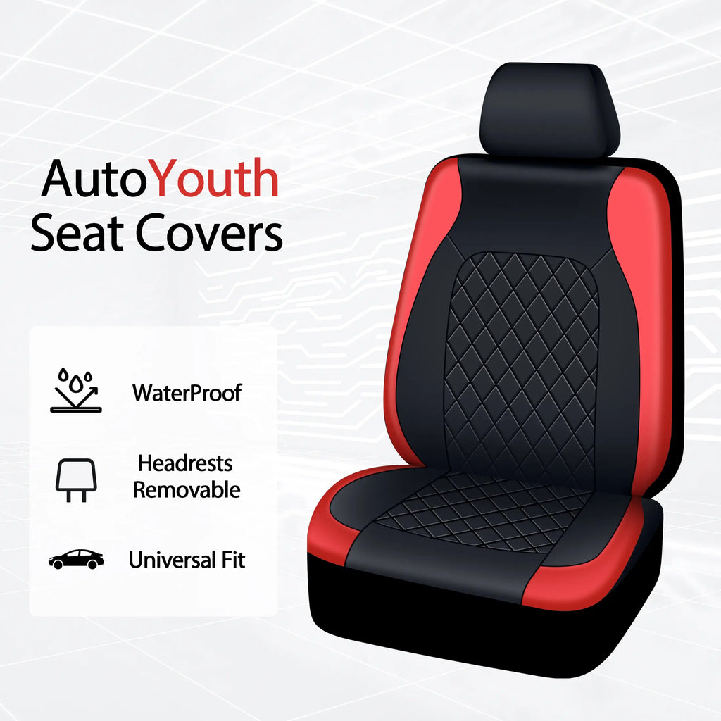 Universal Car Seat Covers 1 Set 5 Seats for Car Front & Rear Seat Covers, PU Leather Waterproof Automotive Seat Protectors, Fits Most Vehicles, Car Interior Accessories