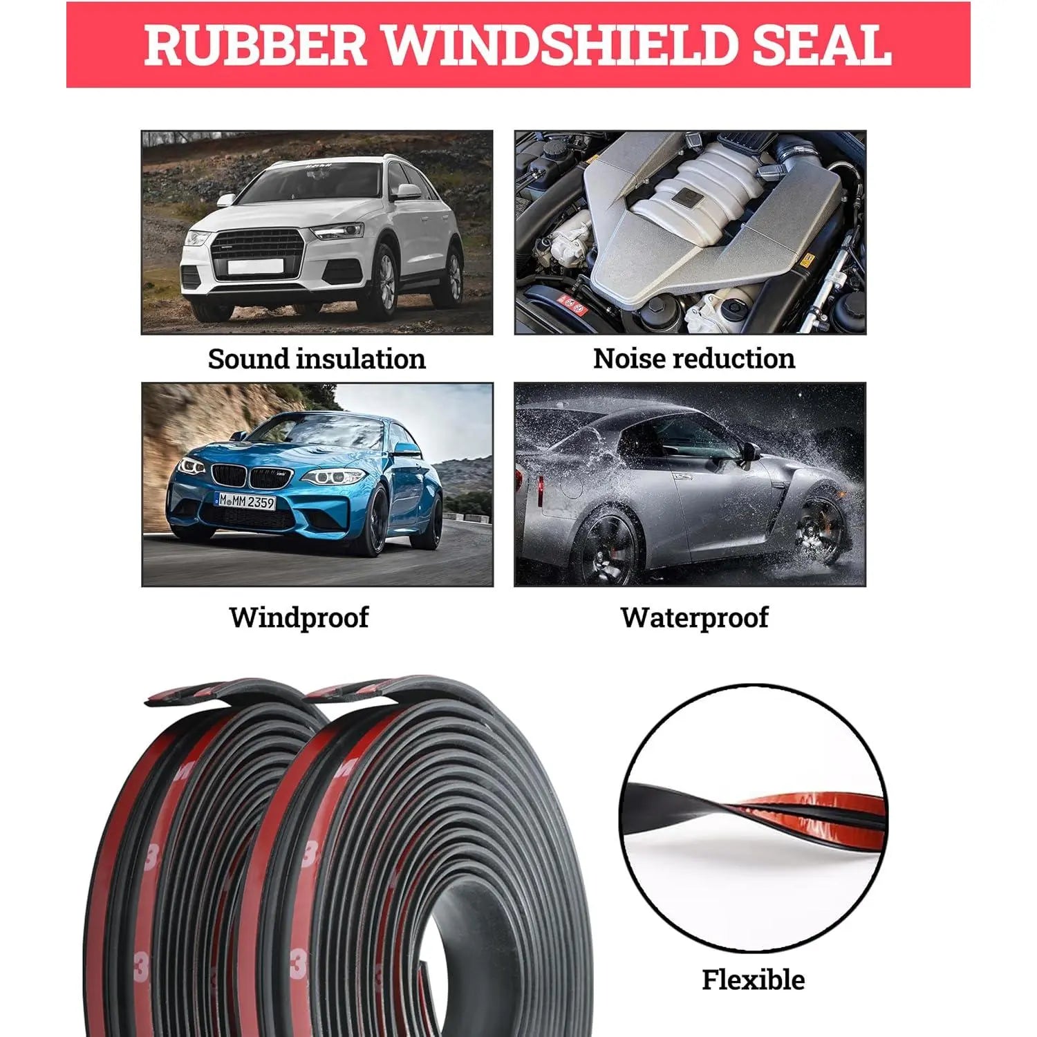 Summervibes 20Ft Car Windshield Rubber Seal,Car Windshield Seal Strip,T Shape Automotive Weather Stripping for Front Rear Windshield,Automotive Door Sealing Strip Sunroof Seal Truck Interior Accessories Vehicle