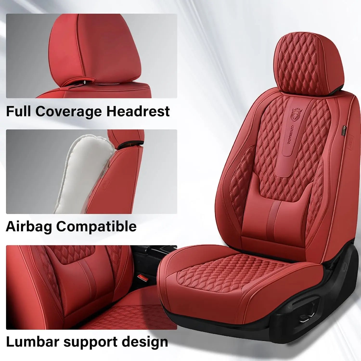 【Coverado】Universal 5-Seater Car Seat Cover Fit Premium Leather Waterproof Auto Seat Protectors B-8859 NAPA Seat Cover Full Coverage Interior Interior PU Leather Sedan Seat Cover Universal Car Seat Coverauto Napa Leath Stylish Upgrade Seat Cover