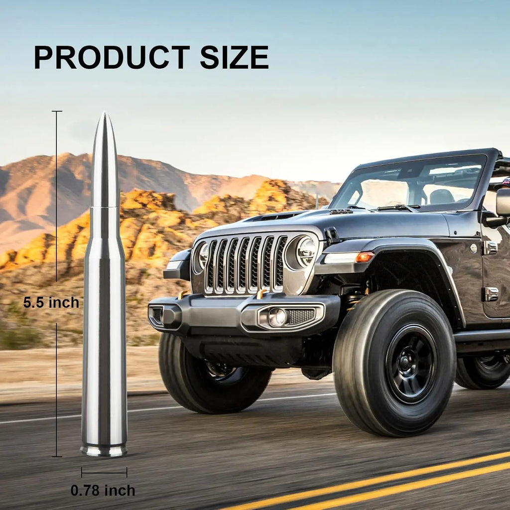 Bullet Antenna Mast Power Radio AM/FM Replacement Universal Car Radio Antenna, Cool Car Accessories Widely Compatible Compatible with Ford, Dodge, Chevrolet, GMC, Jeep, Toyota Truck Replacement Antenna