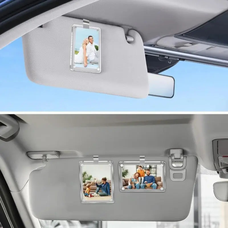 Joytutus Summervibes-Magnetic Car Sun Visor Photo Clips - Clear Acrylic Display Frames for Family Pet Photos, Easy Clip Vehicle Accessories, Birthday Car Gift for Drivers, Car Accessories