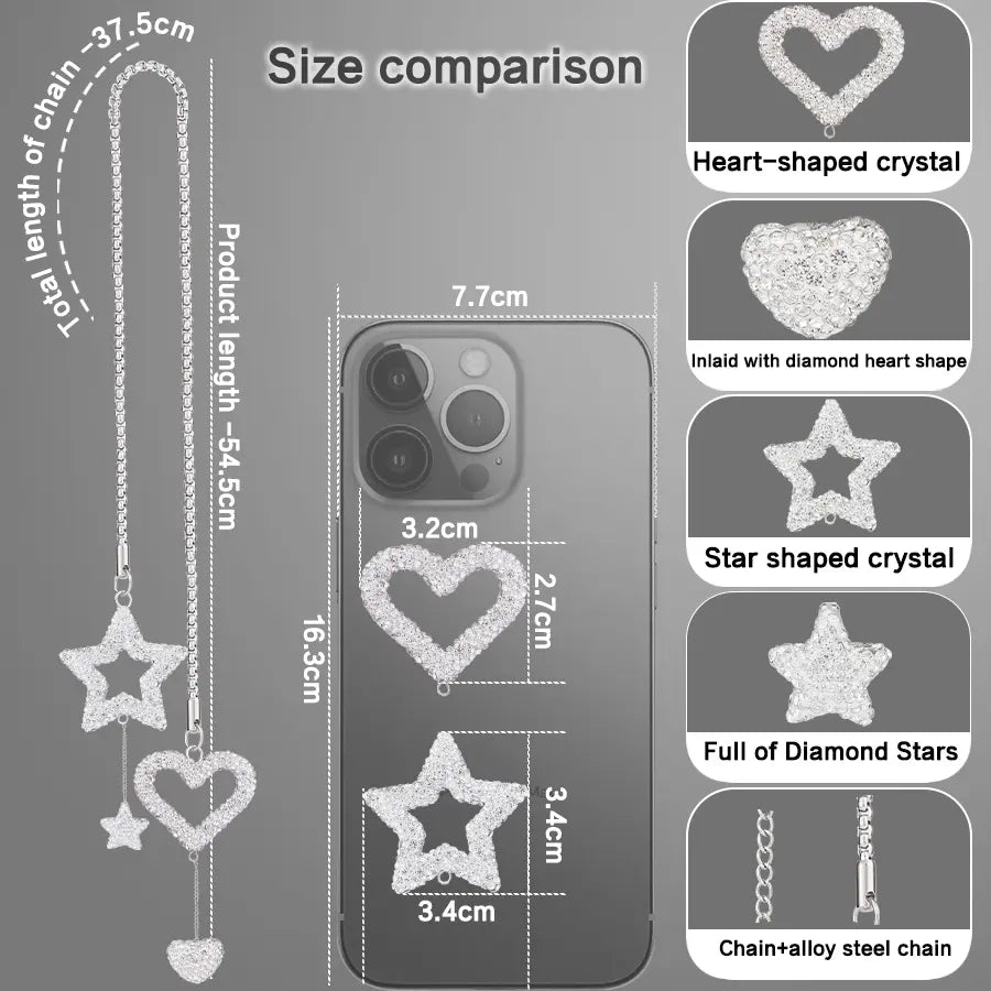 1 Pair Artificial Crystal Hollow Five-Pointed Star Rear View Mirror Pendant Car Accessories Rear View Mirror Accessories Car Charm Car Decorations Car Decorations Interior Girly Car Accessories