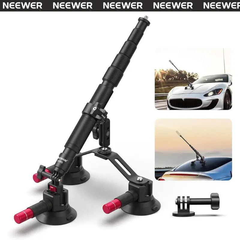 NEEWER CA065 Triple Suction Cup Car Mount for Camera & Action Camera, Windshield Suction Mount for Gopro, DJI Osmo Action for POV Driving, Filming & Content Creation, Mothersdaygift