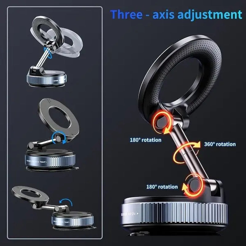 #Summervibes Guccqueen 2.0 Foldable Magnetic Car Phone Mount - 20 N52 Magnets, Vacuum Suction Cup with Heat-Resistant Nano-Adhesive Base for Magsafe Phones