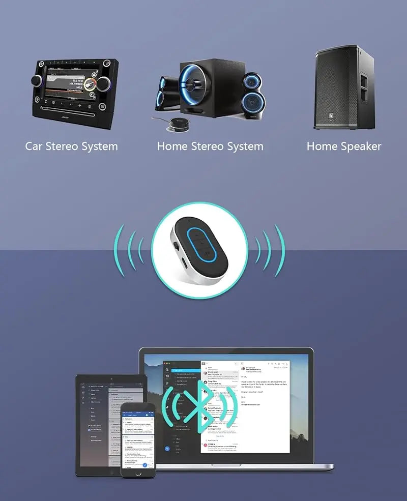 VANOTOM Aux Bluetooth 5.3 Adapter for Car, Bluetooth Car Adapter 3.5Mm Aux Input, Aux to Bluetooth for Car/Home Stereo/Wired Headphones/Speaker | Summervibes