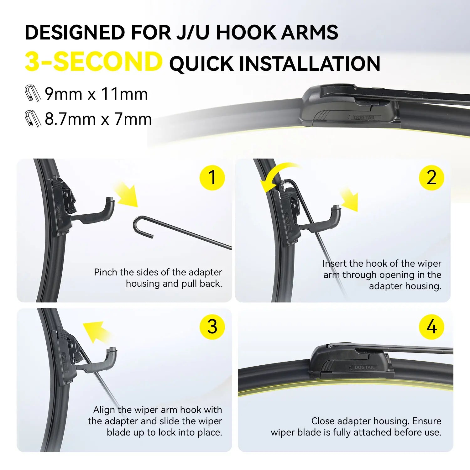 OEM Quality DOG TAIL Wiper Blade for Toyota Honda Nissan Hyundai– Premium U-Hook Compatible, Durable & Easy Installation, Fits Multiple Toyota Models up Car Fathersdaygift