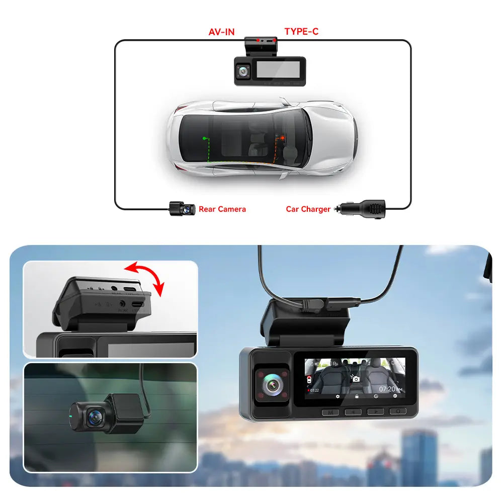 【Fathersdaygift】Redtiger A3 3 Channel Wifi Dash Cam Front and Rear inside with 32G SD Card( No SD Card Option in a Better Deal ), 2.5K+1080P+1080P Car Dash Camera for Carsfront and Rear, G-Sensor, 24H Parking Mode, Car Rvibe, Car VLOG, Summervibes Summerv